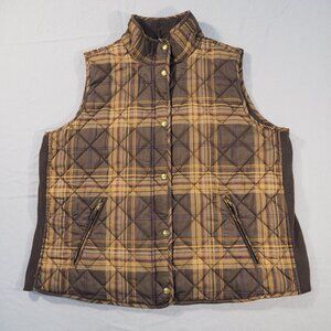 Lauren Ralph Lauren Brown Plaid Quilted Vest size 2X EUC